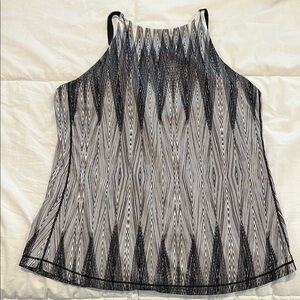 Prana Black and White Patterned Tank Top